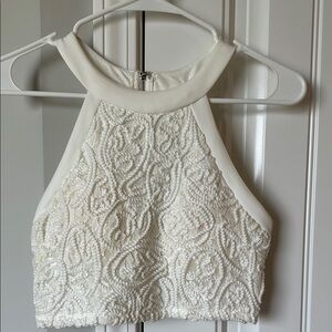 Charlotte Russe White Embellished Sleeveless Crop Top